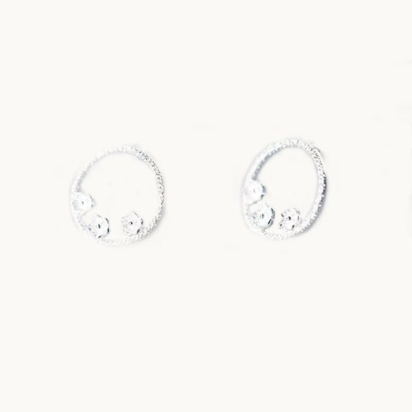 Boucle d'oreille ronde petites fleurs - Femme - Argent 925