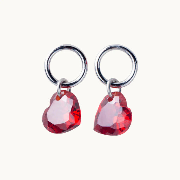 Boucle d'oreille ronde pendante diamant rouge - Femme - Argent 925