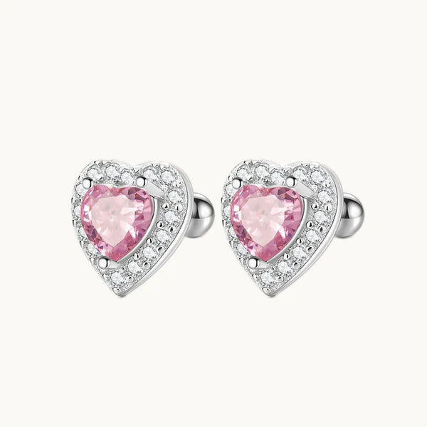 Boucle d'oreille coeur diamant strass - Femme - Argent 925