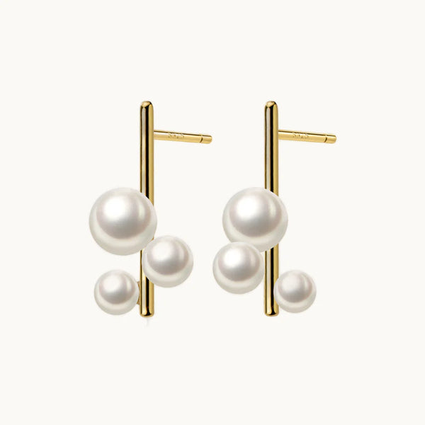 Boucle d'oreille pendante tige longue perles - Femme - Argent 925