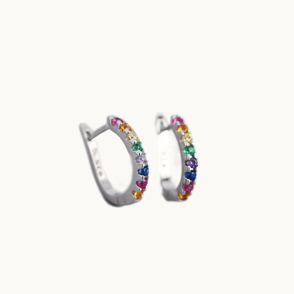 Boucle d'oreille dormeuse strass multicolores - Femme