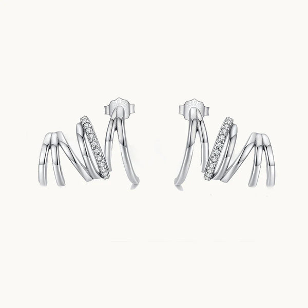 Boucle d'oreille grimpante anneaux strass - Femme - Argent 925