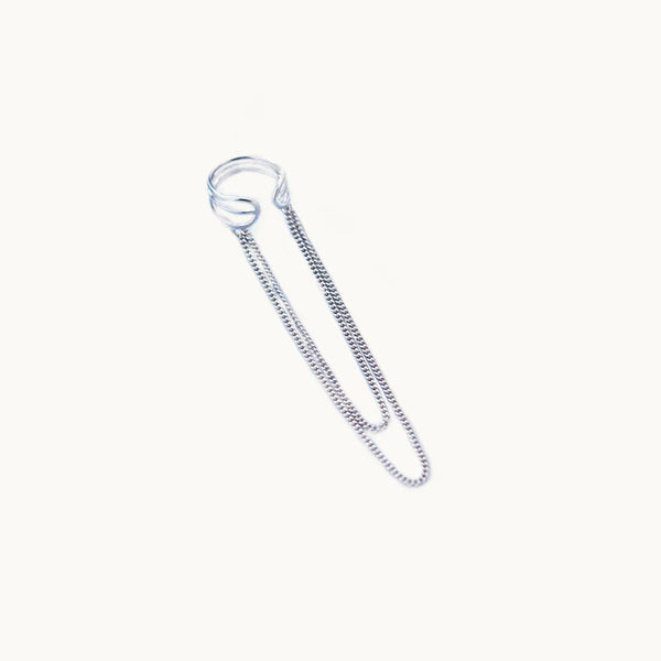 Boucle d'oreille cartilage sans trou triple anneau chaîne - Femme - Argent 925