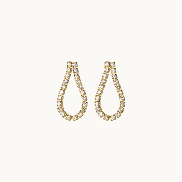 Boucle d'oreille pendante goutte strass - Femme - Argent 925