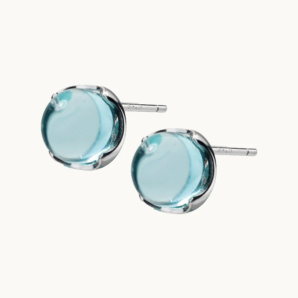 Boucle d'oreille ronde cristal bleu clair - Femme - Argent 925