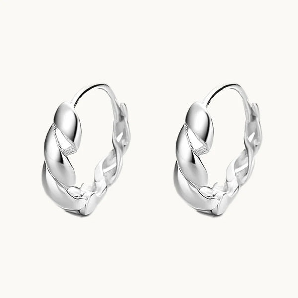 Boucle d'oreille créole épaisse torsade - Femme - Argent 925