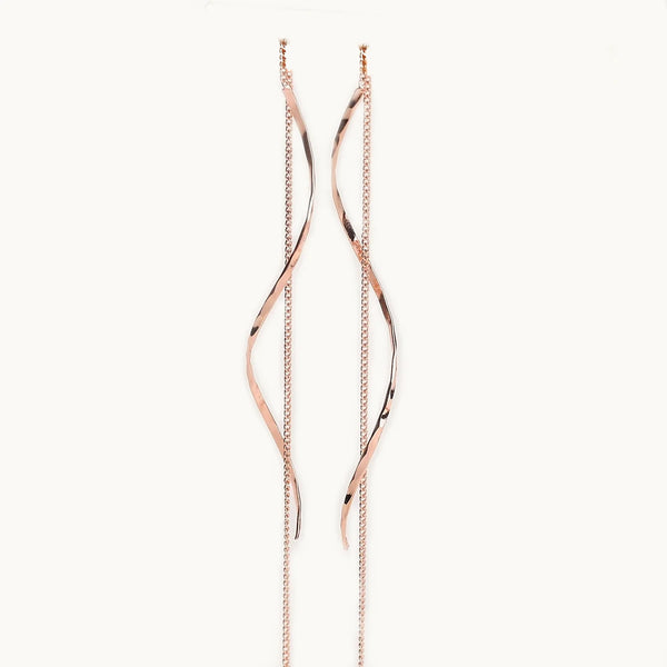 Boucle d'oreille pendante torsade chaîne - Femme