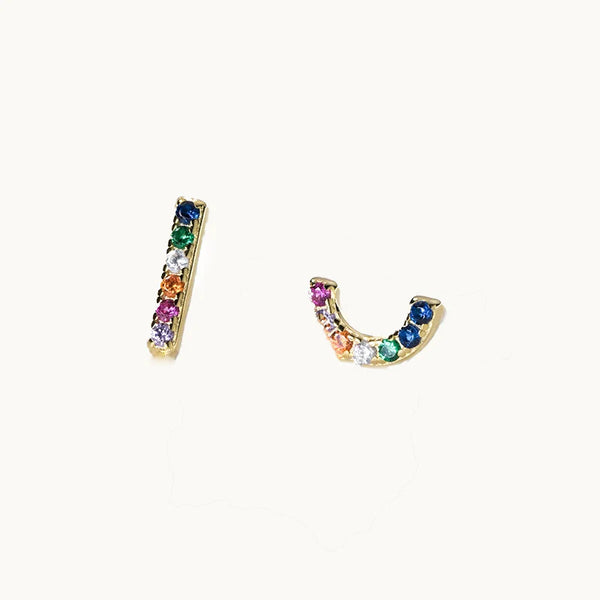 Boucle d'oreille dépareillée strass multicolores - Femme - Argent 925