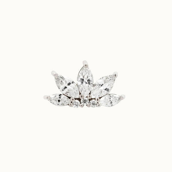 Mono boucle d'oreille helix cartilage demie fleur diamant - Femme - Argent 925