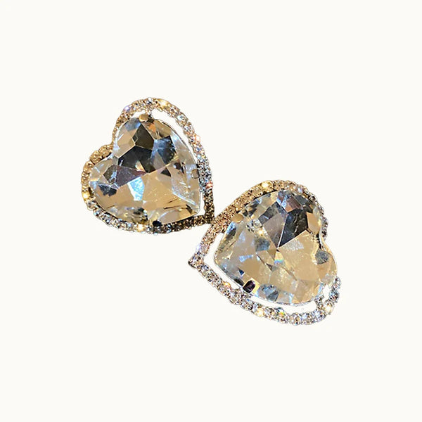 Boucle d'oreille clip sans trou coeur cristal diamants - Femme